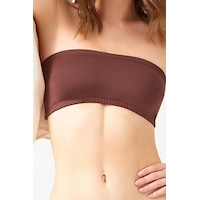 Cottonhill Straplez Crop Top Büstiyer Koyu Kahverengi Koyu Kahve