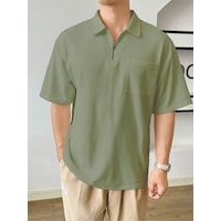 Genius Store Erkek Oversize Polo Yaka Waffle T-shirt Poloyaka-fermuarlı Haki Genius Store Erkek Oversize Polo Yaka Waffle T-shirt Poloyaka-fermuarlı Haki