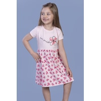 Toontoy Kız Çocuk Çiçek Desenli Yazı Nakışlı Pullu Taş İşlemeli Elbise Pudra Toontoy Kız Çocuk Çiçek Desenli Yazı Nakışlı Pullu Taş İşlemeli Elbise Pudra