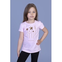 Toontoy Kids Toontoy Kız Çocuk Yıldız Nakışlı Tişört Açık Pembe
