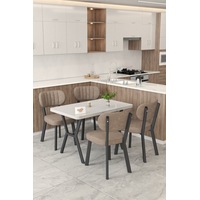 Gnr 70x110cm Sabit Beyaz Mutfak Masası Takımı, Yemek Masası, 4 Modern Cappucino Sandalye Cappuccino Gnr 70x110cm Sabit Beyaz Mutfak Masası Takımı, Yemek Masası, 4 Modern Cappucino Sandalye Cappuccino