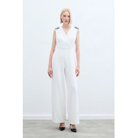 Sateen Aksesuar Detaylı Tulum - Ekru-135221 Ekru Sateen Aksesuar Detaylı Tulum - Ekru-135221 Ekru