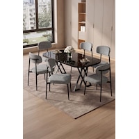 Robii 90x168 Siyah Mermer Mdf Masa, Metal X Ayak, Metal Polo Sandalye, 6 Kişilik Mutfak Masası Takımı Ve Yemek Masası Takımı Gri Robii 90x168 Siyah Mermer Mdf Masa, Metal X Ayak, Metal Polo Sandalye, 6 Kişilik Mutfak Masası Takımı Ve Yemek Masası Takımı Gri