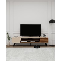Arnetti Clara Raflı Dolaplı Tv Sehpası, Ceviz Bej - Clara Arnetti Clara Raflı Dolaplı Tv Sehpası, Ceviz Bej - Clara