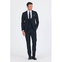 İmza Siyah Mono Yaka Astarlı Çift Yırtmaç Esnek 6 Drop Slim Fit Basic Yelekli Takım Elbise 1001255186 İmza Siyah Mono Yaka Astarlı Çift Yırtmaç Esnek 6 Drop Slim Fit Basic Yelekli Takım Elbise 1001255186