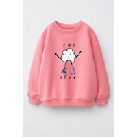 Monila Kız Çocuk 3 İplik Kumaş Pamuklu Popcorn Baskılı Sweatshirt Pembe Monila Kız Çocuk 3 İplik Kumaş Pamuklu Popcorn Baskılı Sweatshirt Pembe