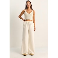 Shade Kadın Beli Lastikli Cep Detaylı Bol Keten Pantolon Yp5562 60286109 - Krem Shade Kadın Beli Lastikli Cep Detaylı Bol Keten Pantolon Yp5562 60286109 - Krem