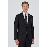 İmza Düz Filafil Mono Yaka Tam Astar 6 Drop Comfort Fit Takım Elbise 1001250170 Siyah