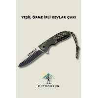 Yeşil Örme İpli Kevlar Kamp Çakı - 21 Cm Koyu Yeşil Yeşil Örme İpli Kevlar Kamp Çakı - 21 Cm Koyu Yeşil
