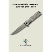 Browning Gümüş Kabartmalı Outdoor Kamp Çakı 23 Cm Açık Gri Browning Gümüş Kabartmalı Outdoor Kamp Çakı 23 Cm Açık Gri