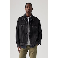 Levi's Oversize Denim Ceket - Erkek Günlük Kot Ceket - Klasik Yaka Siyah