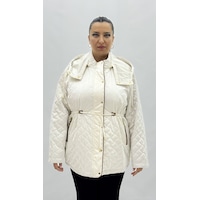 Büyük Beden Cepli Fermuarlı Düğmeli Bagcık Detaylı Oversize Kadın Mont Beyaz Büyük Beden Cepli Fermuarlı Düğmeli Bagcık Detaylı Oversize Kadın Mont Beyaz