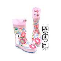 Denokids Kedi Çiçekli Kız Çocuk Pembe Yağmur Botu Renkli Denokids Kedi Çiçekli Kız Çocuk Pembe Yağmur Botu Renkli