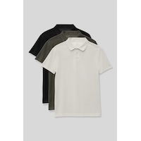 Standart Fit Basic Polo Yaka 3lü Paket Siyah-haki-ekru Unisex Çocuk T-shirt - 11330 Siyah - Beyaz Standart Fit Basic Polo Yaka 3lü Paket Siyah-haki-ekru Unisex Çocuk T-shirt - 11330 Siyah - Beyaz