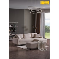 Kagu Corner Flavia Köşe Takımı Puflu Krem
