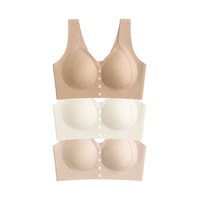 Cottonill Seamless Bra - Neriva Lazer Kesim Önden Düğmeli Minimizer Kadın Sütyen 3'lü Paket-2 Çok Renkli Cottonill Seamless Bra - Neriva Lazer Kesim Önden Düğmeli Minimizer Kadın Sütyen 3'lü Paket-2 Çok Renkli