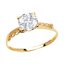 Allegro Gold Swarovski Taşlı 8 Ayar Altın Tek Taş Yüzük AGT0419