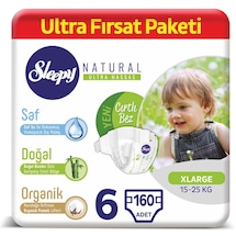 Sleepy Natural Bebek Bezi 6 Numara Xlarge Ultra Fırsat Paketi 160 Adet