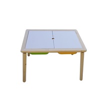 Masif Ahşap Çocuk Oyun Aktivite Ders Masası 1 Sarı 1 Yeşil Kova