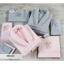 Nurpak Biflores 10 Parça Bornoz Seti %100 Pamuk