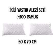 İkili Set Kapitoneli %100 Pamuk Yastık Alezi 50x70cm