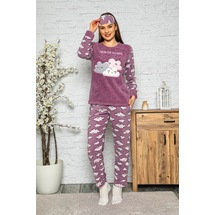 Kışlık Uzun Kollu Bayan Peluş Polar Pijama Takımı