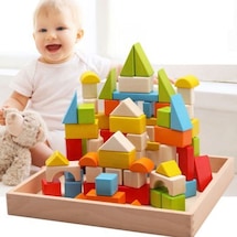 Ahşap Renkli Bloklar Eğitici Geliştirici Ahşap Blok Set 40 Parça