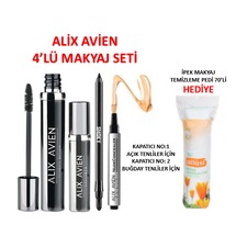 Alix Avien Makyaj Seti 4'lü - Maskara+Kalem+Eyeliner+Kapatıcı