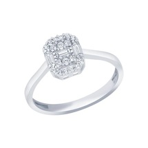 Diamond Line-Gülaylar - Beyaz Altın 8 Ayar Baget Taşlı Yüzük