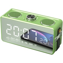 Soaiy S18 Taşınabilir Kablosuz Bluetooth Hoparlör - Dijital Saat & FM Radyo & USB & Hafıza Kartı - ZORE-219773 Yeşil