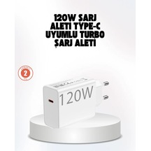 120w Güçlü Hızlı Şarj Adaptörü Ve Type-c Kablo Seti Güvenli Şarj Teknolojisi Beyaz