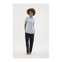 Angbutik Kocabey Kkt-26156k Kadın O Yaka Pijama Takımı B.mavi