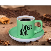 Bk Gift Kişiye Özel İsimli Mat Yeşil Renk Türk Kahvesi Fincanı-1 Renkli Türk Kahvesi Fincanı, Arkadaşa Hediye, Anneye Hediye, Kahve Fincanı