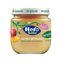 Hero Baby Organik Elma Şeftali 6+ Ay Kavanoz Maması 120 G