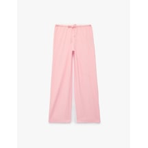 Koton Bürümcük Kumaş Beli Bağcıklı Düz Geniş Paça Pantolon Pembe 6sak40111ek Gül