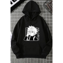 Uyguntarz Unisex Killua Zoldyck Baskılı Sweatshirt siyah