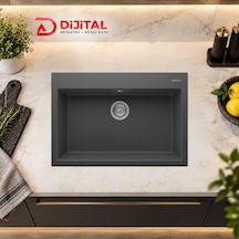 Real Stone K003 Dıdyma 77 Granit Eviye Antrasit 770x530 Cm Tezgah Üstü