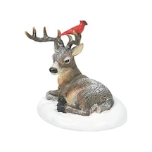 Department 56 Köy Koleksiyonları İçin Aksesuarlar Kardinal Ve Noel Geyiği Heykelcik, 5,375 Cm, Çok Renkli
