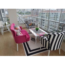 Azra Mobilya Çay Seti Koltuk Takımı Ahşap Mobilya Takımı Balkon Bahçe Ofis Cafe Mobilyası 2 1 1 Beyaz - Fuşya