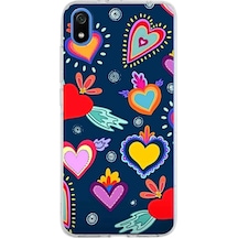 Xiaomi Redmi 7a İle Uyumlu 1mm Slim Fit Retro Renkler 3 Baskılı Şeffaf Kılıf