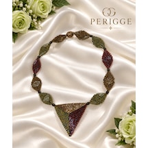 Miyuki Delica Cahide Gerdanlık Kolye Yeşil Bordo Taba
