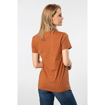 Wtshirt Milano Kısa Kol Derin V Yaka Kadın T-shirt Tarçın 001
