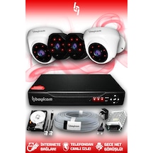 Bayicam 4 Kameralı Uzay 2 İç Kamera Set 1 TB HDD Full HD Gece Görüşlü Güvenlik Kamerası Sistemi