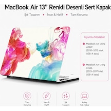 Macbook Air 13 İnç Kılıf Uyumlu A1369 A1466 Renkli Boya Desenli İnce Sert Kapak Darbe Çizilme Koruma Hard Case Mat Yüzey Pembe Belirtilmemiş
