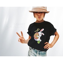 Bk Gift Paskalya Tasarımlı Kız Çocuk Siyah T-shirt, Arkadaşa Hediye, Doğum Günü Hediyesi, Trend Tişört, Paskalya Bayramı-5