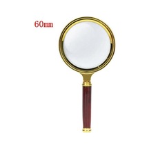 10X 60mm El Büyüteç Sökülebilir Vidalı Yapay Maun Ağacı Sap HD Ca