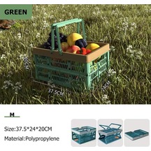 Yeşil Açık Katlanır Taşınabilir Piknik Sepeti Taşınabilir Kamp Depolama Plastik Çerçeve Büyük Süpermarket Alışveriş Sepeti M Yeşil