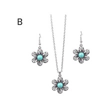 Dancemonkey Turkuaz Tarzı Takı Seti Seti Sahte Rhinestones Parlayan Küpe Küpe Kolye Kolye Kolye Kanca Kakma Kadın Etnik D Adet/takım 2 Qa Çok Renkli