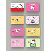 8'li Hello Kitty Set Çipli Veya Çipsiz Kart, Kredi Kartı, Akbil Kaplama Stickerı 1
