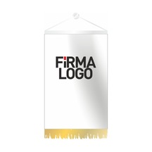 Dörtgen Özel Logolu Altın Rengi Püsküllü Flama 25x35 Cm Tek Ebat